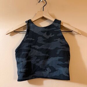 Athleta Conscious Crop Top Sports Bra Size XS Camo Print Longline